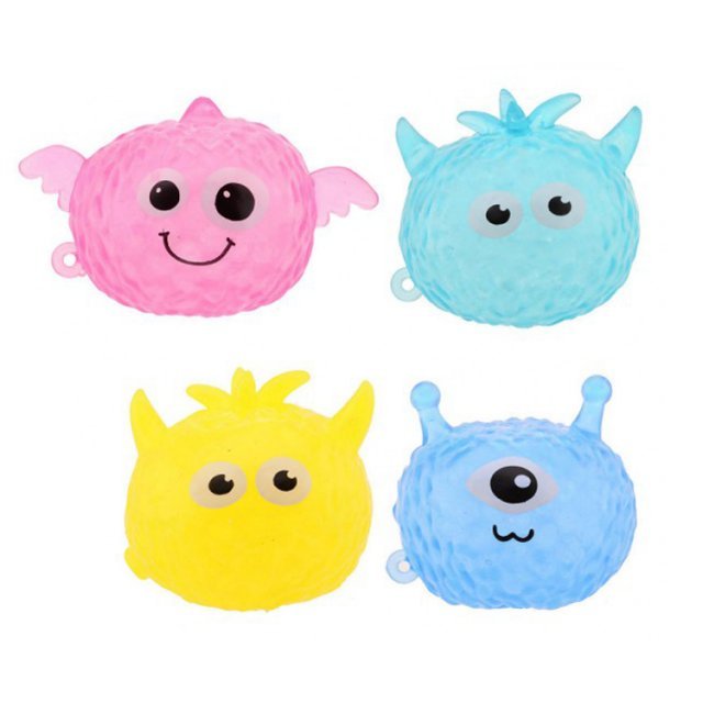 Squeeze Bal Monster, 8 cm groot uit silicone in diverse kleuren. Geschikt vanaf 3+.