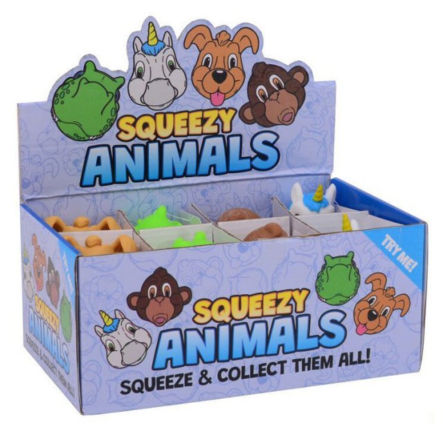 Squeeze - Stretchy Dieren, 10 x 6 cm groot uit rubber-zand in de kleur ass.. Geschikt vanaf 3+.