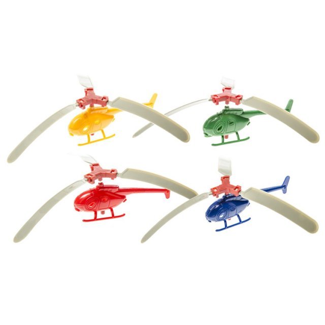 Helikopter met Afschieter, 20 & 9 cm groot uit kunststof in diverse kleuren. Geschikt vanaf 3+.