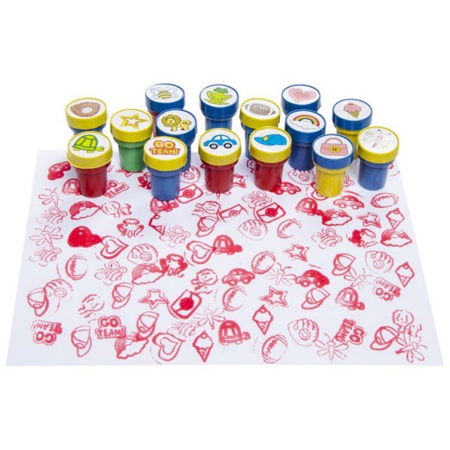 Stempels Mini, 2 cm groot uit kunststof in de kleur ass.. Geschikt vanaf 3+.