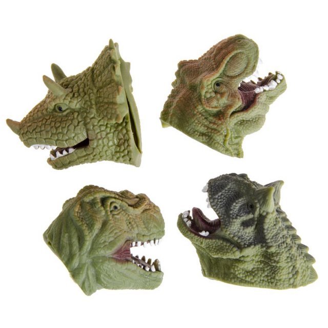 Vingerpop Dinosaurus, 8 x 8 cm groot uit zacht kunststof in de kleur groen. Geschikt vanaf 3+.