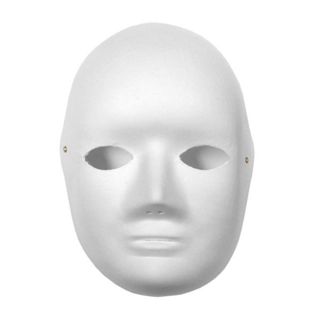 Masker om te decoreren, 22 x 16 cm groot en gemaakt uit papiervezel in de kleur wit. Geschikt vanaf 3+.