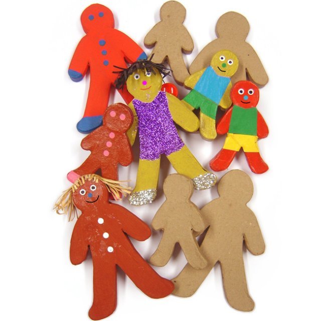 Figuren Papier-Maché 10-delig Figuren uit Papier-Maché, 9 en 14 cm groot uit papier-maché in de kleur bruin. Geschikt vanaf 3+.