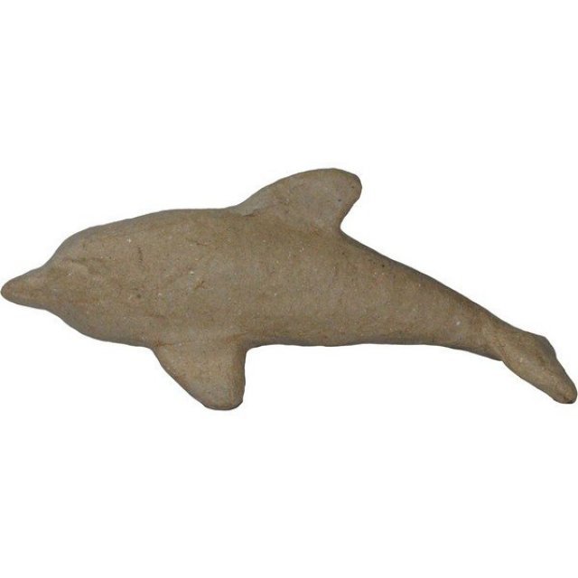 Dolfijn Papier-Maché, 14 x 5 cm groot uit papier-maché in de kleur bruin. Geschikt vanaf 3+.