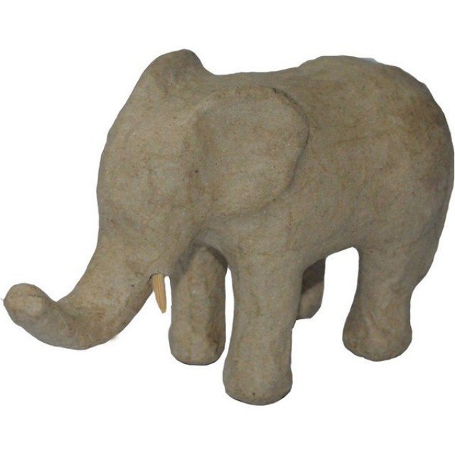 Olifant Papier-Maché, 10 x 9 cm groot uit papier-maché in de kleur bruin. Geschikt vanaf 3+.