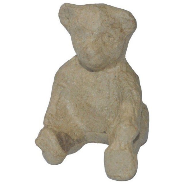 Teddybeer Papier-Maché, 8 x 6 cm groot uit papier-maché in de kleur bruin. Geschikt vanaf 3+.