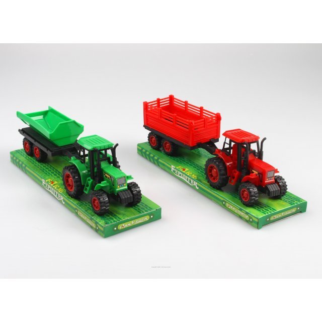 Tractor met aanhangwagen 24cm 2 ass.