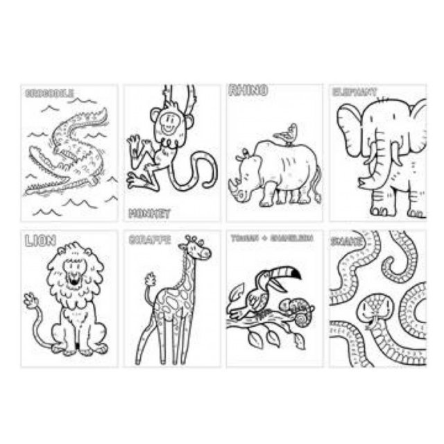 Kleurset Wilde Dieren, 21 x 32 cm groot uit papier met inkleurplaten. Geschikt vanaf 3+.