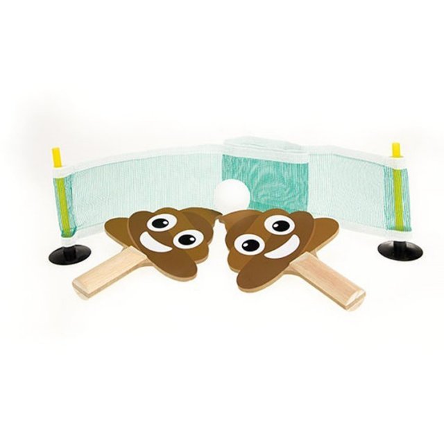 Tafeltennisset Lachend Kakske Pingpong Set , 19 x 12 cm groot uit hout & ku in de kleur bruin & wit. Geschikt vanaf 4+.