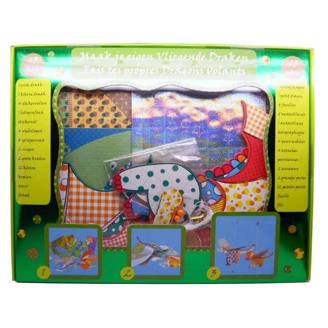 Knutseldoos - VLIEGENDE DRAKEN 27x35x3 cm groot uit divers in de kleur ass.. Geschikt vanaf 3+.