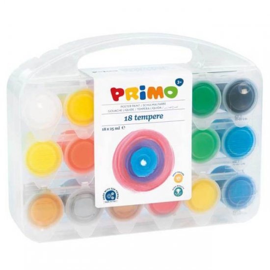Schoolverf 18 x 25 ml. in opbergkoffer Schoolverf 18 x 25 ml. in opbergkoffer , 18x25 ml. groot uit verf in de kleur ass.. Geschikt vanaf 3+.