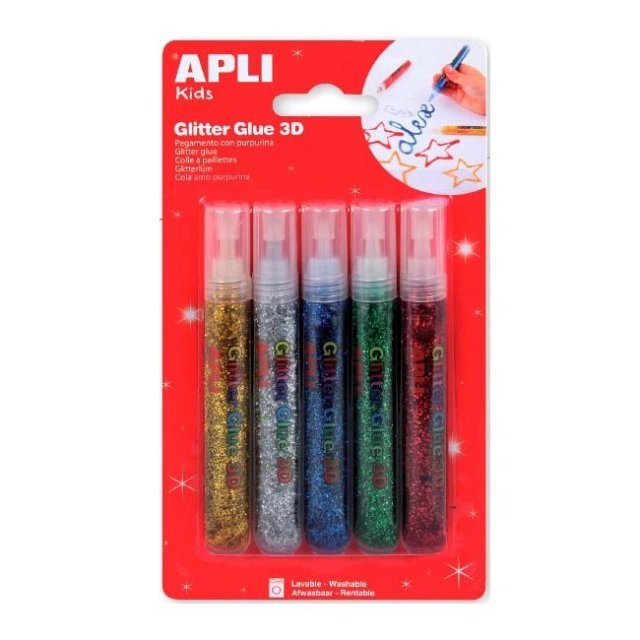 Glitterlijm 3D METAL 5x13 ml.