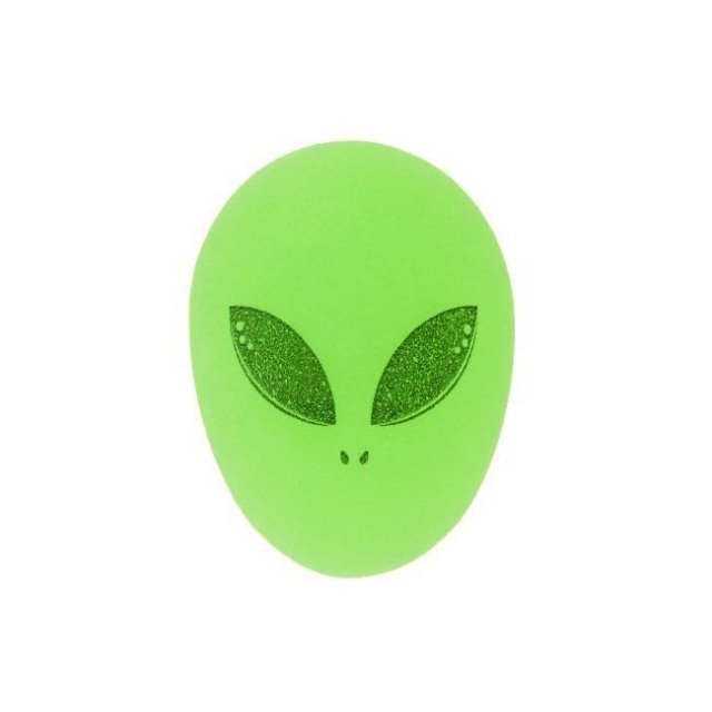Stuiterbal - Springbal ALIEN HEAD , 49 mm groot uit rubber in de kleur groen. Geschikt vanaf 3+.