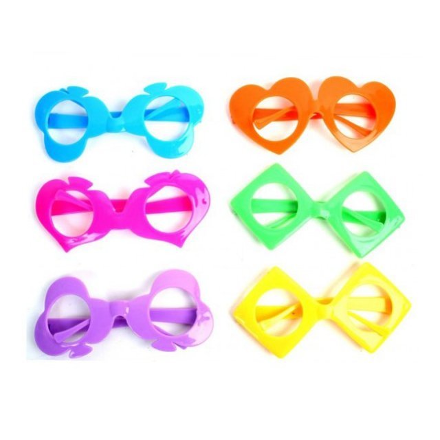 Brillen FUNNY SHAPES, 12,5 cm groot uit kunststof in de kleur ass.. Geschikt vanaf 3+.