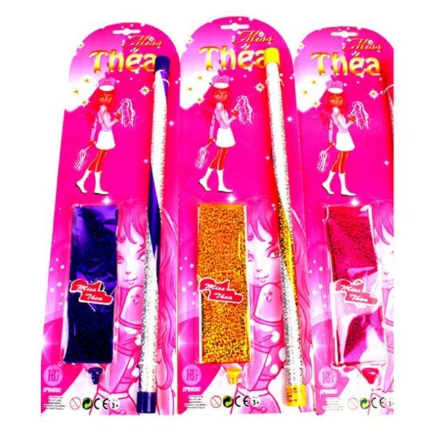 Twirling Ribbon Majorette's , 42 cm groot uit kunststof in de kleur ass.. Geschikt vanaf 3+.