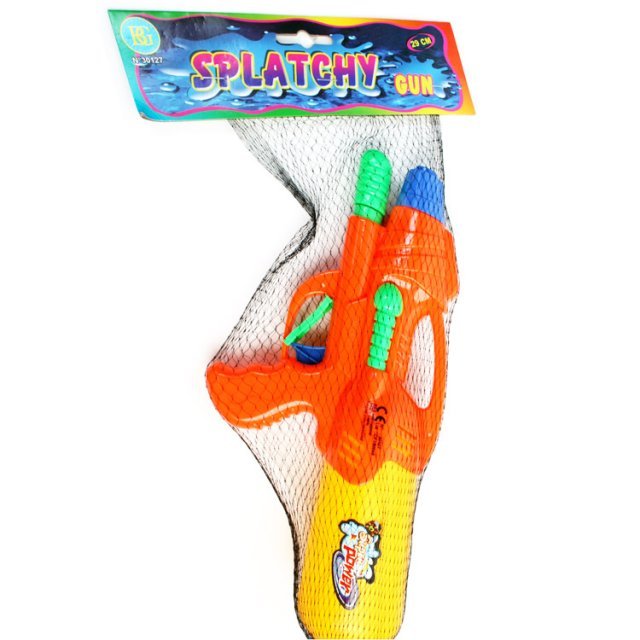 Waterpistool met pomp , 29 cm groot uit kunststof in diverse kleuren. Geschikt vanaf 3+.