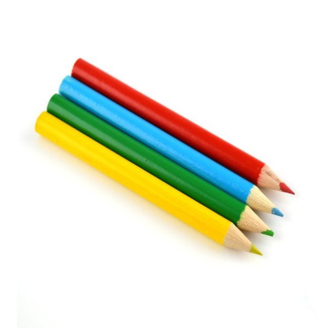 Kleurpotloden Mini 4-dlg., 9 cm groot uit hout in de kleur 4 ass.. Geschikt vanaf 3.