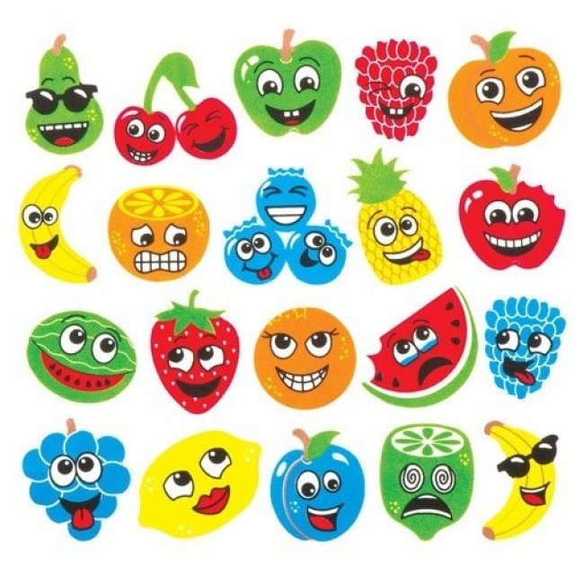 Foam Stickers FRUIT GEZICHTEN 120dlg. / Ontdek ons groot assortiment.