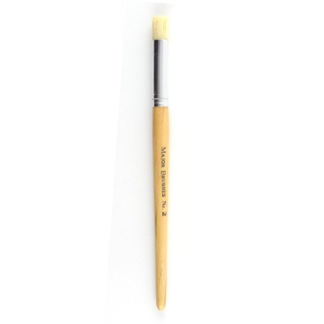 Sjabloonkwast - Tamponeer Kwast Nr. 2 , 19 cm groot uit varkenshaar in de kleur naturel. Geschikt vanaf 3+.