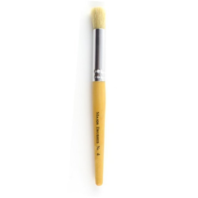 Sjabloonkwast - Tamponeer Kwast Nr. 4 , 18 cm groot uit varkenshaar in de kleur naturel. Geschikt vanaf 3+.