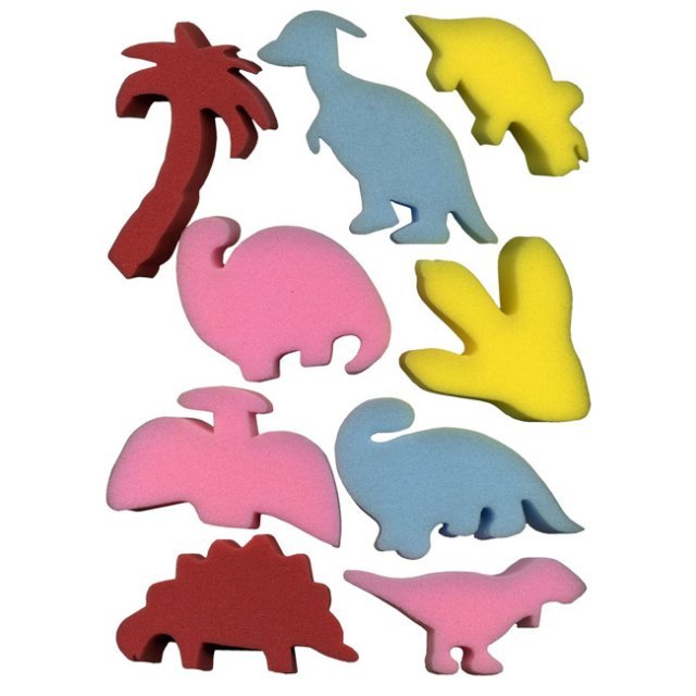 Verf Sponsjes - Stempels Dinosaurus 9-delig