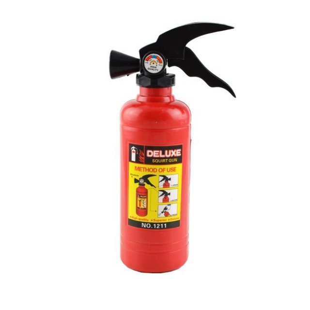 Waterpistool Brandblusser , 18 x 5  cm groot uit kunststof in de kleur rood. Geschikt vanaf 3+.