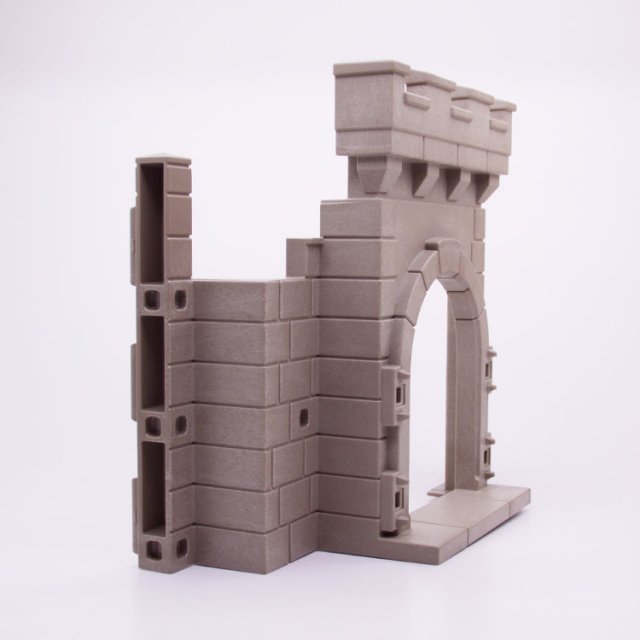 Playmobil 30227653 Kasteelmuur m Ingang - Castle Wall w Entrance ,  groot uit kunststof in de kleur grijs. Geschikt vanaf 3+.
