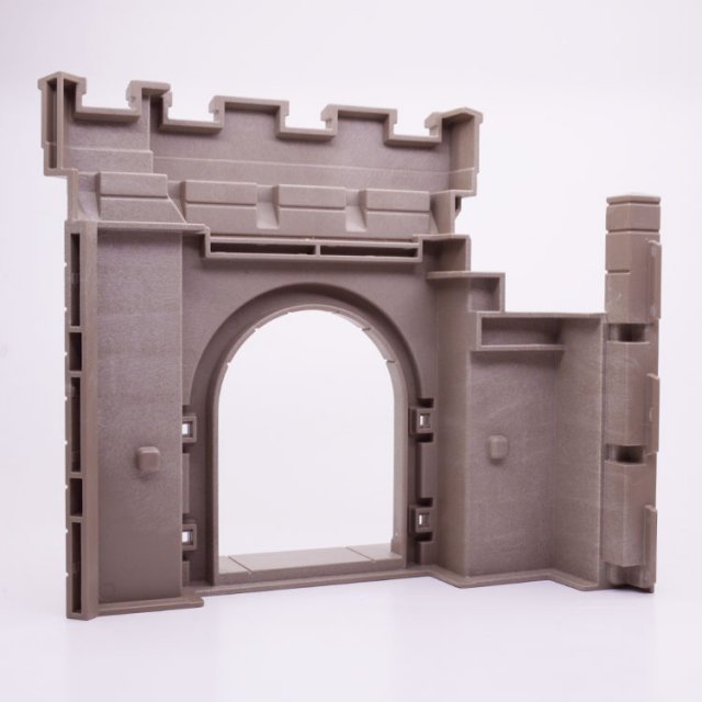 Playmobil 30227653 Kasteelmuur m Ingang - Castle Wall w Entrance ,  groot uit kunststof in de kleur grijs. Geschikt vanaf 3+.