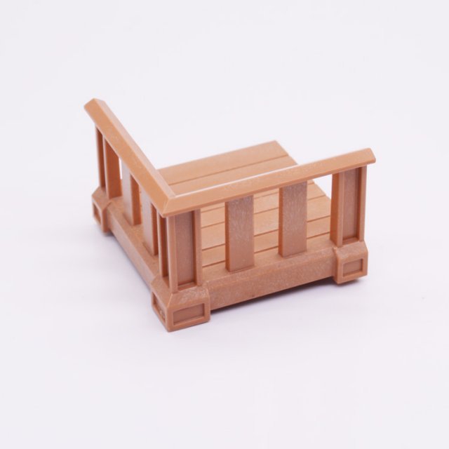 Playmobil 30247930 Platform Hout Balustrade - 60/60 - Floor Wood Railing ,  groot uit kunststof in de kleur l.bruin. Geschikt vanaf 3+.