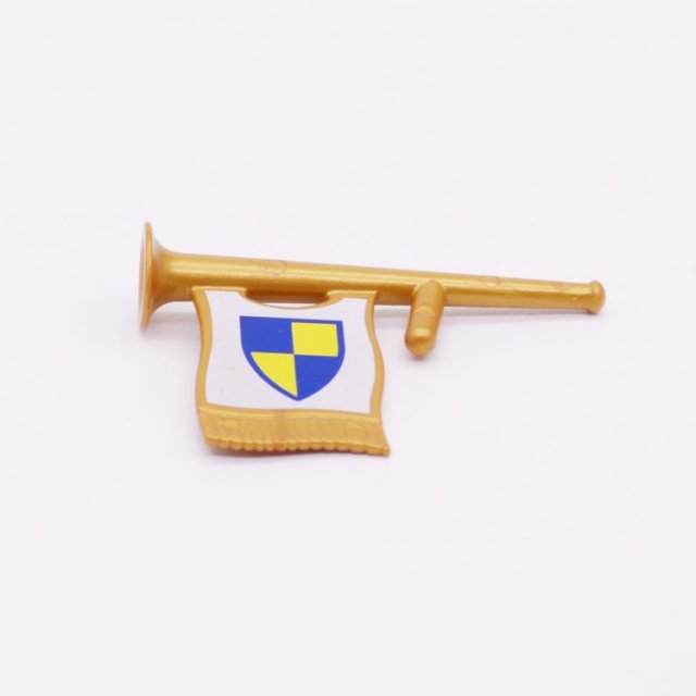 Playmobil 30625452 Hoorn m Vlag - Horn w Drape ,  groot uit kunststof in de kleur goud. Geschikt vanaf 3+.
