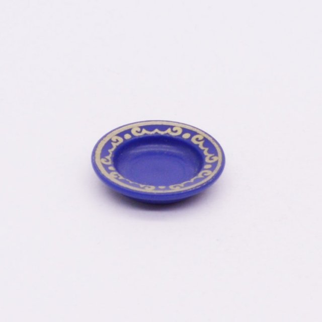 Playmobil 30629392 Bord Diep Goud Deco D20 - D BL - Plate Soup Gold Trim D20 ,  groot uit kunststof in de kleur d.blauw. Geschikt vanaf 3+.