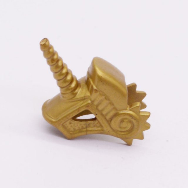 Playmobil 30217920 01 Paard Eenhoorn Hoofdkap - BROKEN TIP - Horse Unicorn Headcover ,  groot uit kunststof in de kleur goud. Geschikt vanaf 3+.