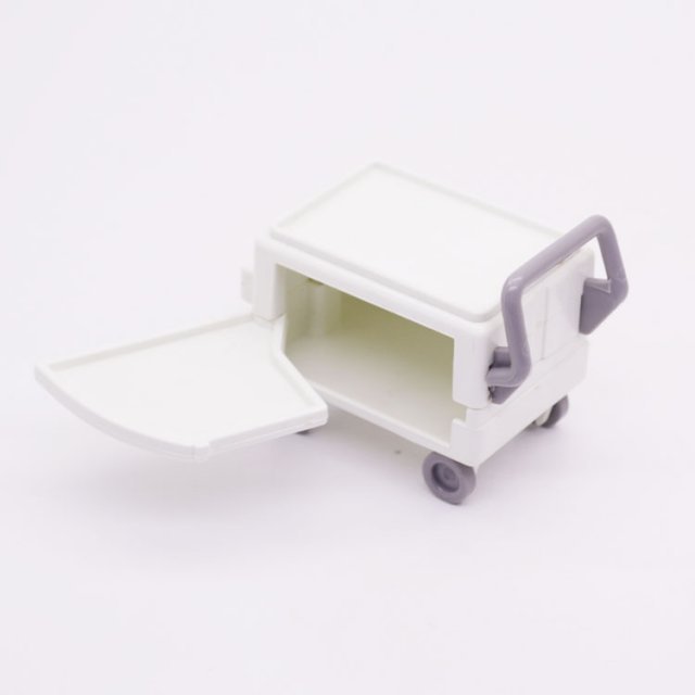 Playmobil 30605510 Trolley m Draaiplateau - W - Cart w Swing Out Shelf ,  groot uit kunststof in de kleur wit. Geschikt vanaf 3+.