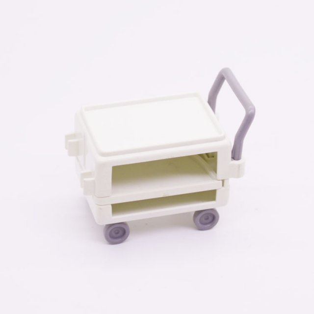 Playmobil 30605510 01 Trolley m Draaiplateau - W - Cart w Swing Out Shelf ,  groot uit kunststof in de kleur wit. Geschikt vanaf 3+.