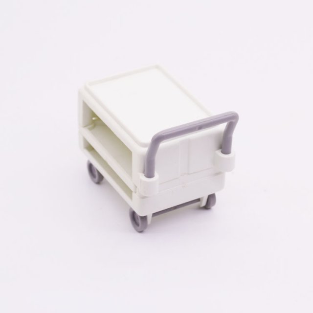 Playmobil 30605510 01 Trolley m Draaiplateau - W - Cart w Swing Out Shelf ,  groot uit kunststof in de kleur wit. Geschikt vanaf 3+.