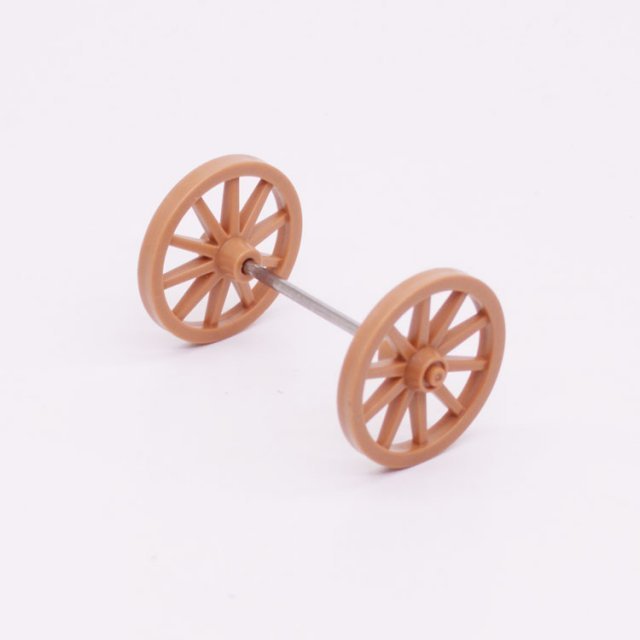 Playmobil 30666273 As Wielen Stootkar - D35 - Axle Wheels Push Wagon ,  groot uit kunststof in de kleur l.bruin. Geschikt vanaf 3+.