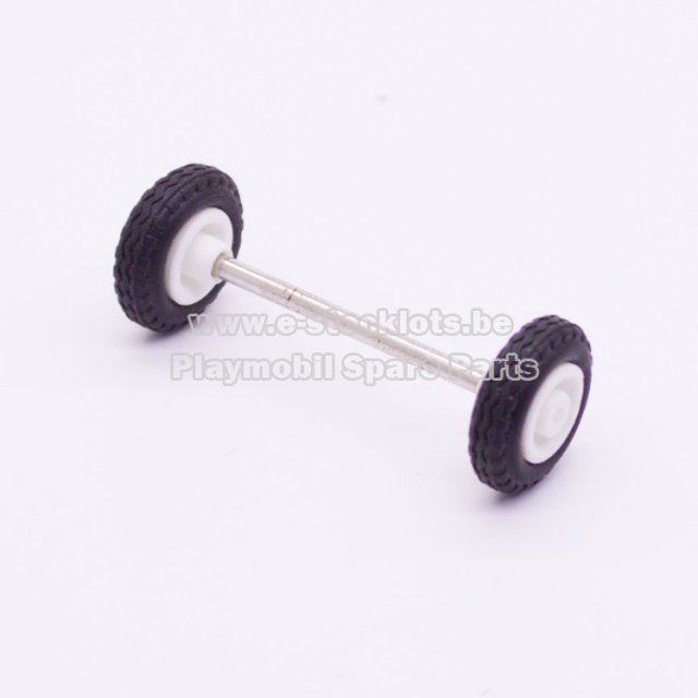 Playmobil 30822780 Wielen m As - Wheels w Axle ,  groot uit kunststof in de kleur wit. Geschikt vanaf 3+.